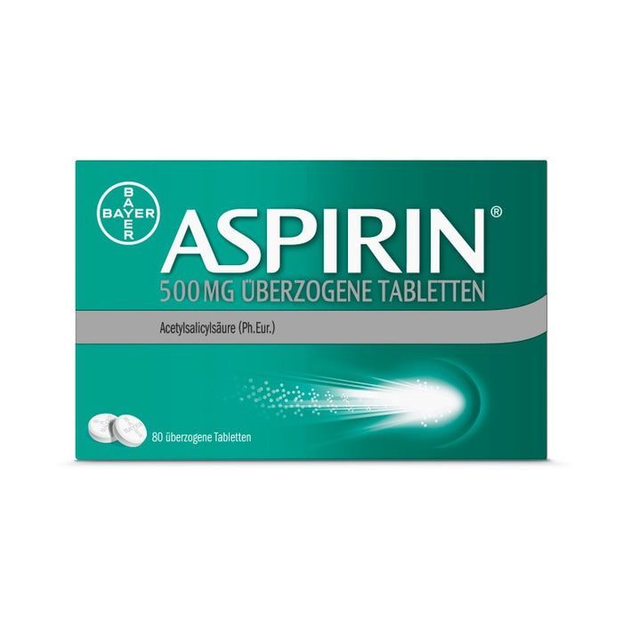ASPIRIN 500 mg überzogene Tabletten, 80 St. Tabletten