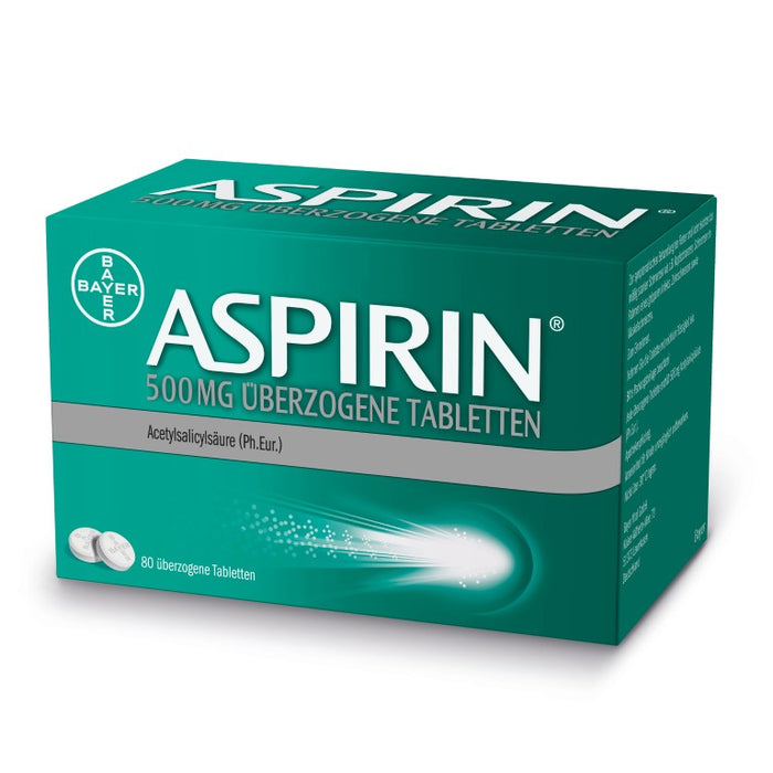 ASPIRIN 500 mg überzogene Tabletten, 80 St. Tabletten