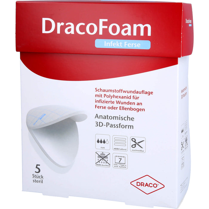 DracoFoam Infekt Ferse Schaumstoffverband für infizierte Wunden, 5 St VER