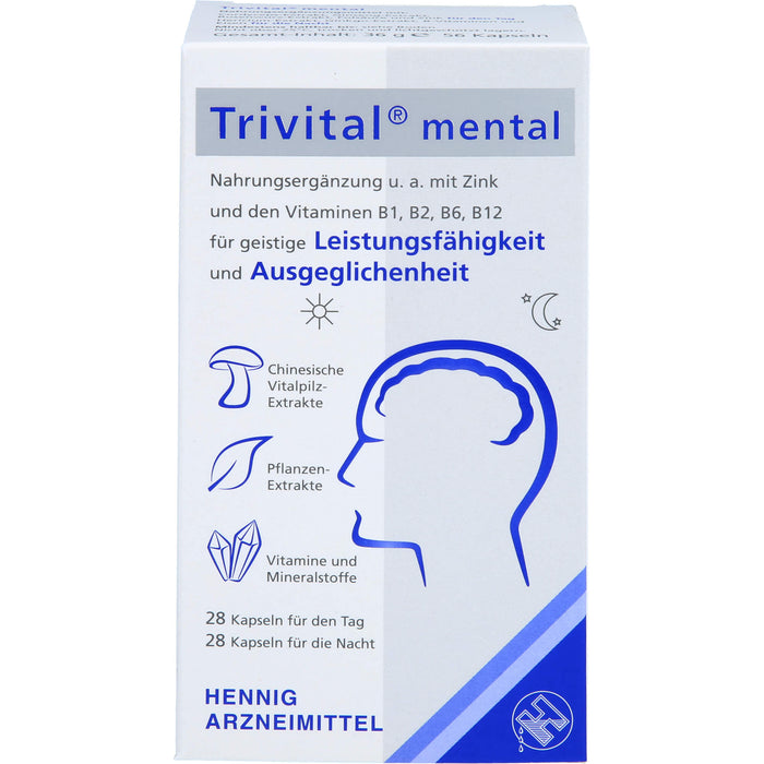 Trivital mental Kapseln für geistige Leistungsfähigkeit und Ausgeglichenheit, 56 St. Kapseln