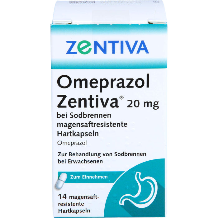 Omeprazol Zentiva 20 mg bei Sodbrennen magensaftresistente Hartkapseln, 14 St. Kapseln