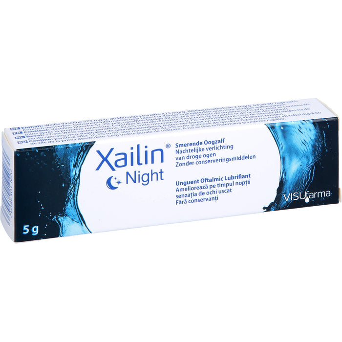 Xailin Night Augensalbe zur Linderung bei Trockenheitsgefühl, 5 g Salbe