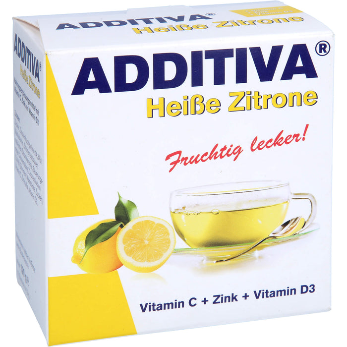 ADDITIVA Heiße Zitrone Vitamin C + Zink + Vitamin D3 Sachets, 120 g Pulver