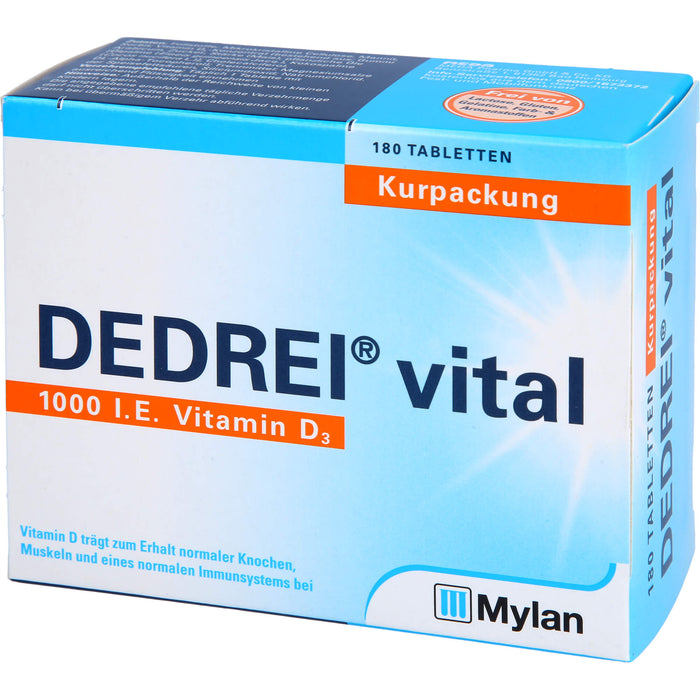 DEDREI vital 1.000 I.E. Vitamin D3 Tabletten Kurpackung, 180 St. Tabletten