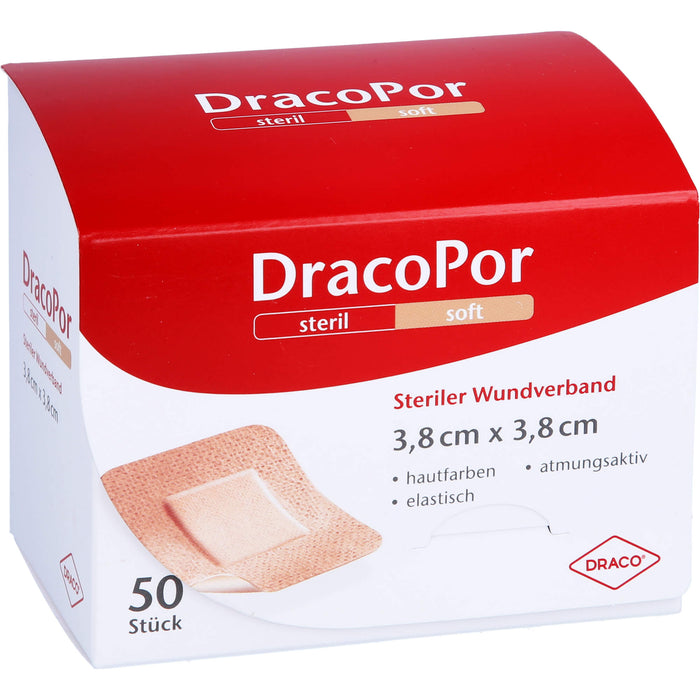 DRACOPOR Wundverband steril 3,8x3,8cm hautfarben, 50 St. Pflaster