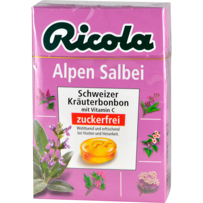 Ricola Alpen Salbei Schweizer Kräuterbonbons zuckerfrei, 50 g Bonbons