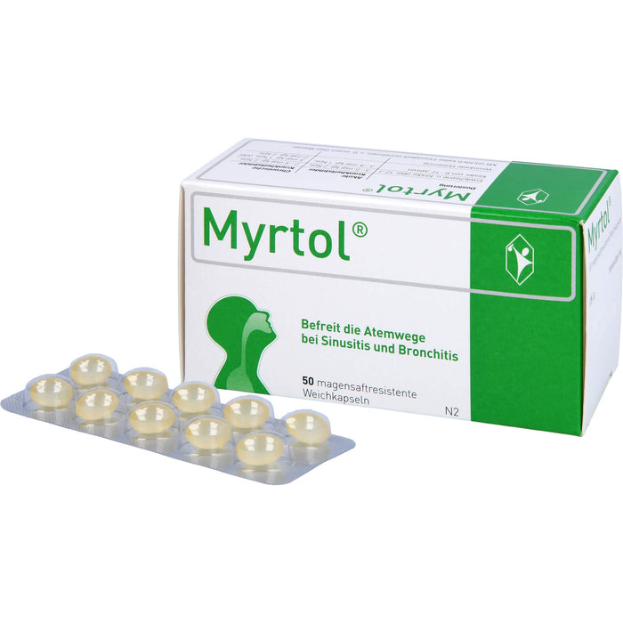 Myrtol Weichkapseln befreit die Atemwege bei Sinusitis und Bronchitis, 50 St. Kapseln