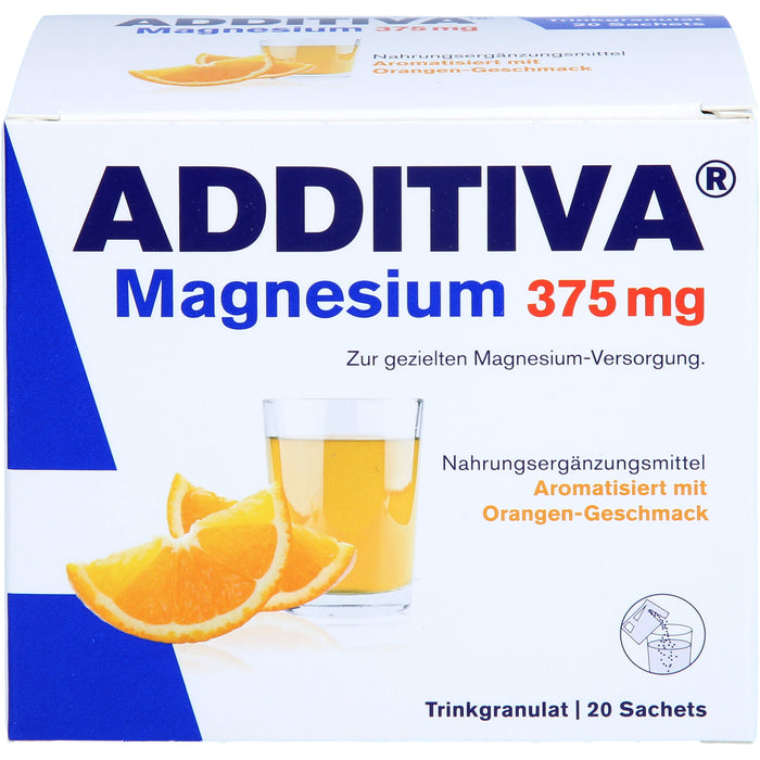 ADDITIVA Magnesium 375 mg Trinkgranulat Orangen-Geschmack, 20 St. Beutel