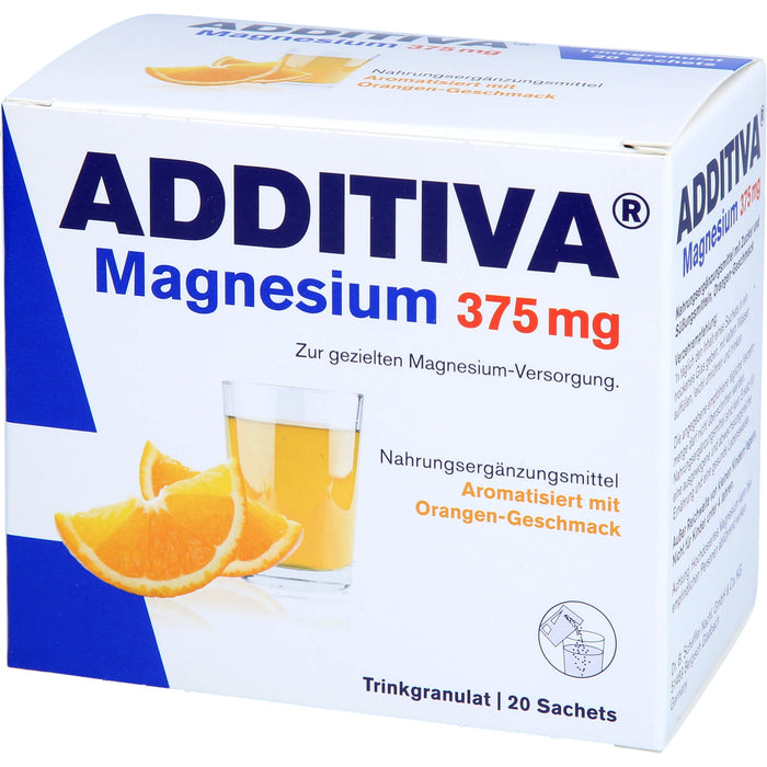 ADDITIVA Magnesium 375 mg Trinkgranulat Orangen-Geschmack, 20 St. Beutel
