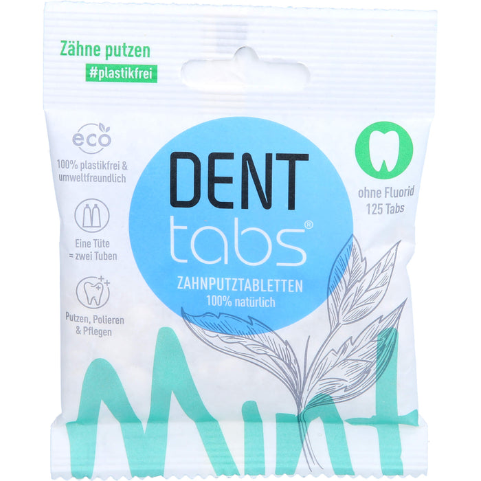 DENTTABS-Zahnputztabletten stevia-mint fluoridfrei, 125 St TAB