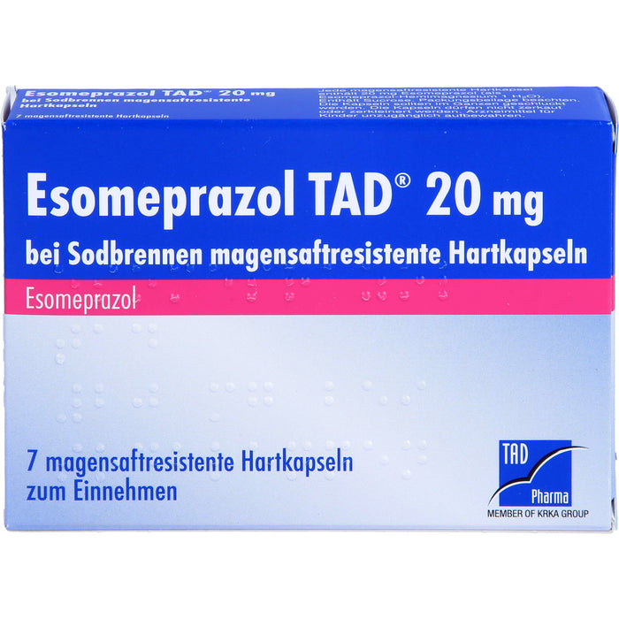Esomeprazol TAD 20 mg Hartkapseln bei Sodbrennen, 7 St. Kapseln