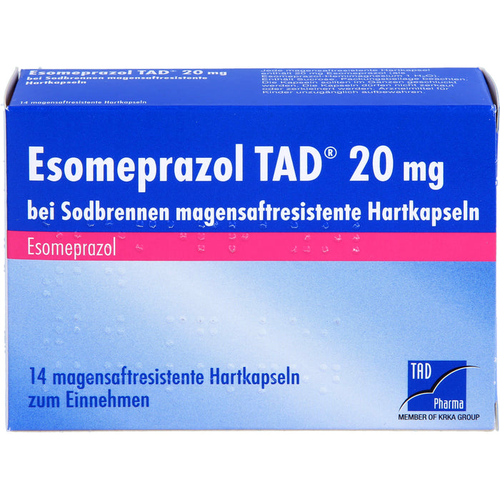 Esomeprazol TAD 20 mg bei Sodbrennen magensaftresistente Hartkapseln, 14 St. Kapseln