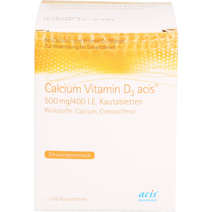 Calcium Vitamin D3 acis 500 mg/400 I.E. Kautabletten, 120 St KTA