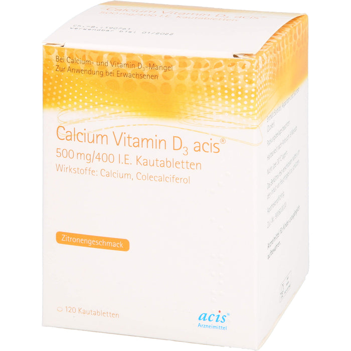 Calcium Vitamin D3 acis 500 mg/400 I.E. Kautabletten, 120 St KTA