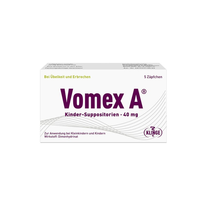 Vomex A 40 mg Kinder-Suppositorien, 5 St. Zäpfchen