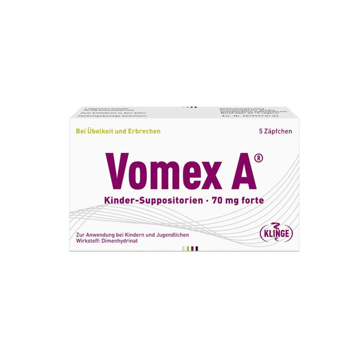 Vomex A Kinder-Suppositorien 70 mg forte, 5 St. Zäpfchen