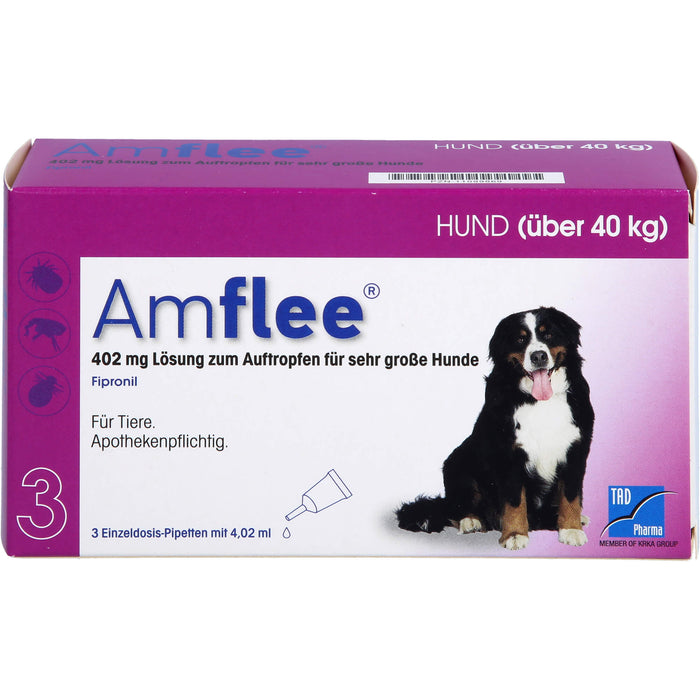 Amflee 402 mg Lösung zum Auftropfen für Hunde über 40 kg, 3 St. Ampullen