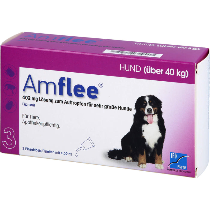 Amflee 402 mg Lösung zum Auftropfen für Hunde über 40 kg, 3 St. Ampullen
