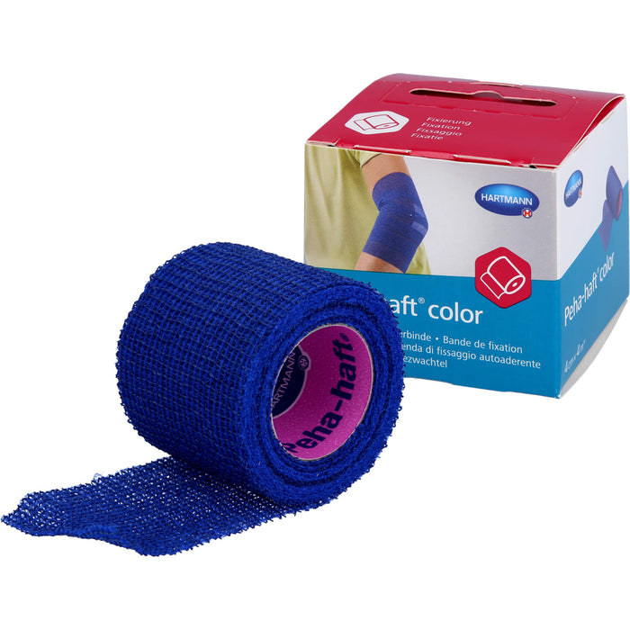 Peha-haft Color Fixierbinde latexfrei 4 cm x 4 m blau, 1 St. Packung
