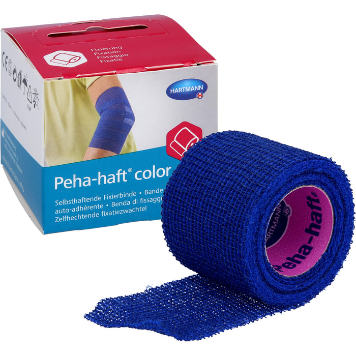 Peha-haft Color Fixierbinde latexfrei 4 cm x 4 m blau, 1 St. Packung