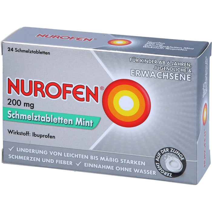 NUROFEN 200 mg Schmelztabletten Mint bei Schmerzen und Fieber, 24 St. Tabletten