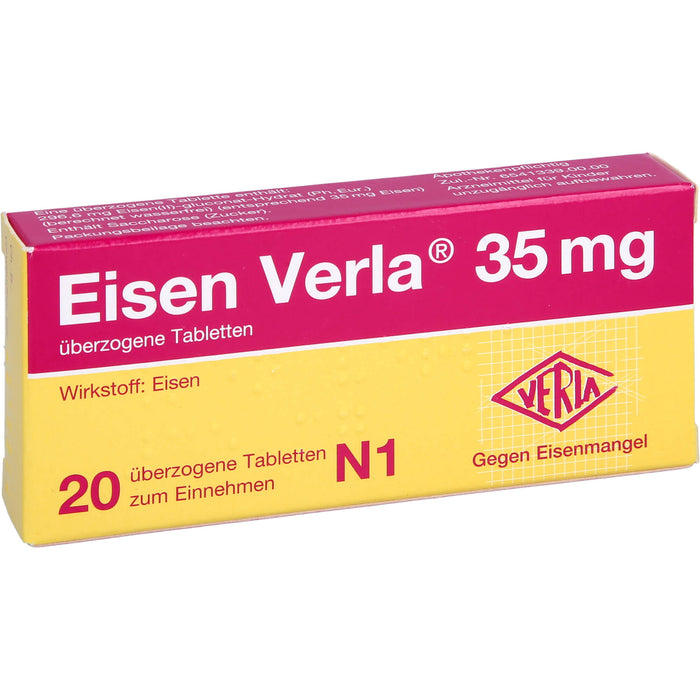 Eisen Verla 35 mg, überzogene Tabletten, 20 St UTA