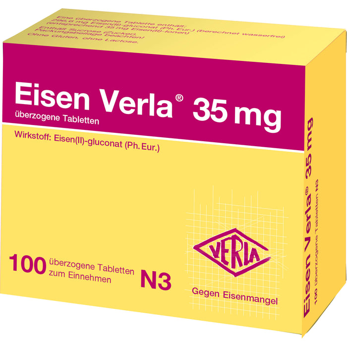 Eisen Verla 35 mg Tabletten gegen Eisenmangel, 100 St. Tabletten