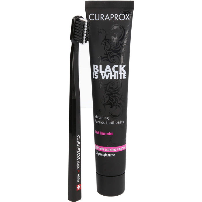 Curaprox Black is White Kohlezahnpasta und Bürste, 1 St