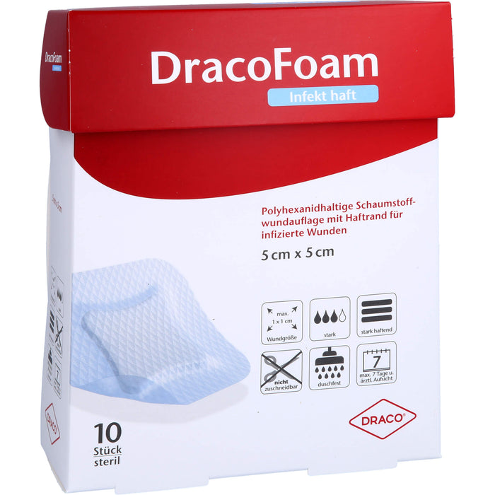 DracoFoam Infekt haft Schaumstoffverband für infizierte Wunden, 10 St VER