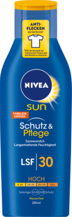 NIVEA Sun Schutz & Pflege Sonnenmilch langanhaltende Feuchtigkeit LF 30, 250 ml Milch
