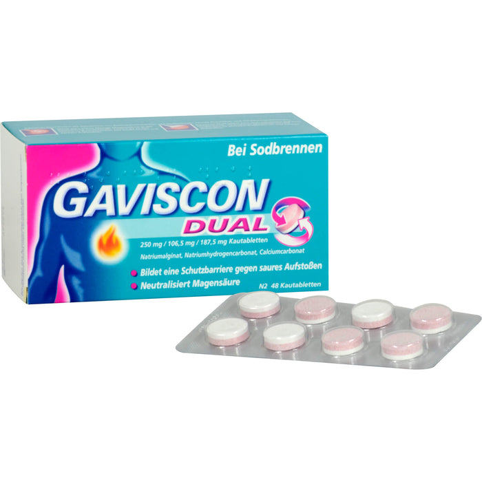 GAVSICON Dual Kautabletten bei Sodbrennen, 48 St. Tabletten