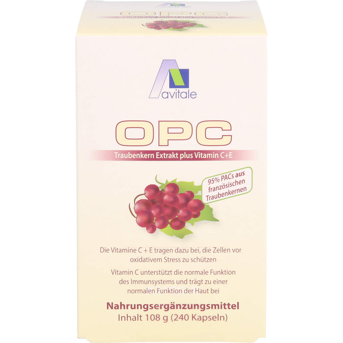 Avitale OPC Traubenkern Extrakt plus Vitamin C+E Kapseln, 240 St. Kapseln