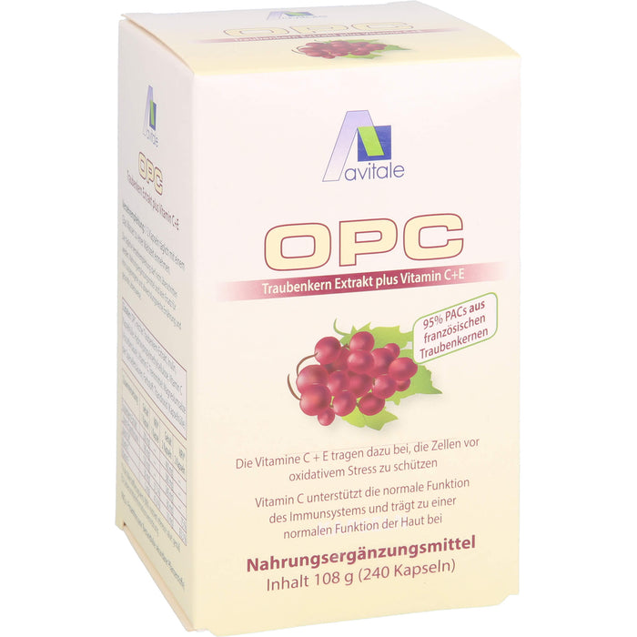 Avitale OPC Traubenkern Extrakt plus Vitamin C+E Kapseln, 240 St. Kapseln
