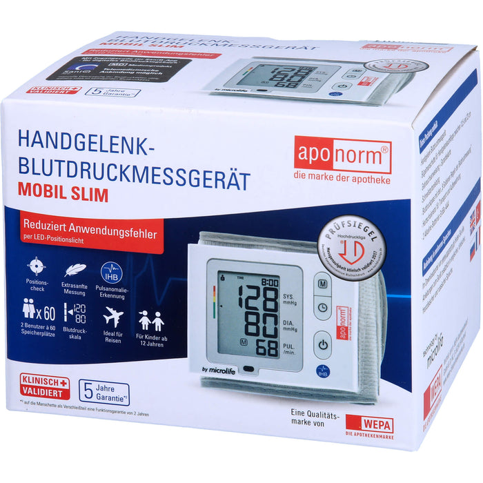 APONORM Blutdruck Messgerät Mobil Slim Handgelenk, 1 St