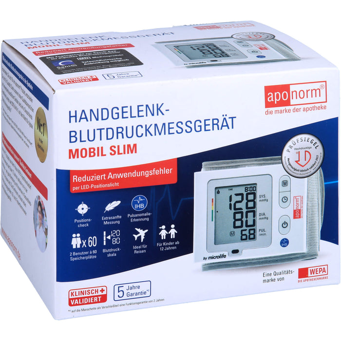 APONORM Blutdruck Messgerät Mobil Slim Handgelenk, 1 St