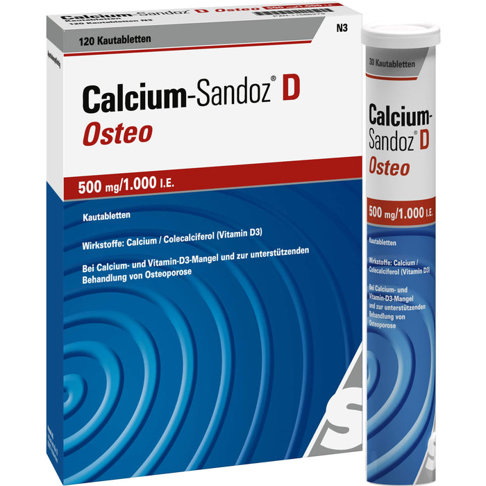 Calcium-Sandoz D Osteo 500 mg/1.000 I.E. Kautabletten, 120 St. Tabletten