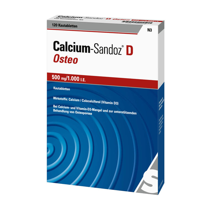 Calcium-Sandoz D Osteo 500 mg/1.000 I.E. Kautabletten, 120 St. Tabletten