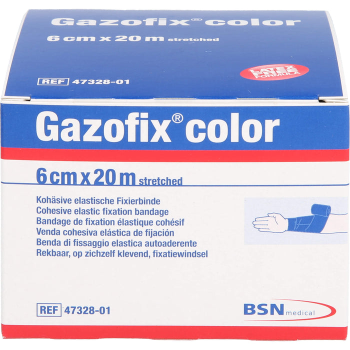 Gazofix color kohäsive Fixierbinde blau 20m x 6cm, 1 St BIN