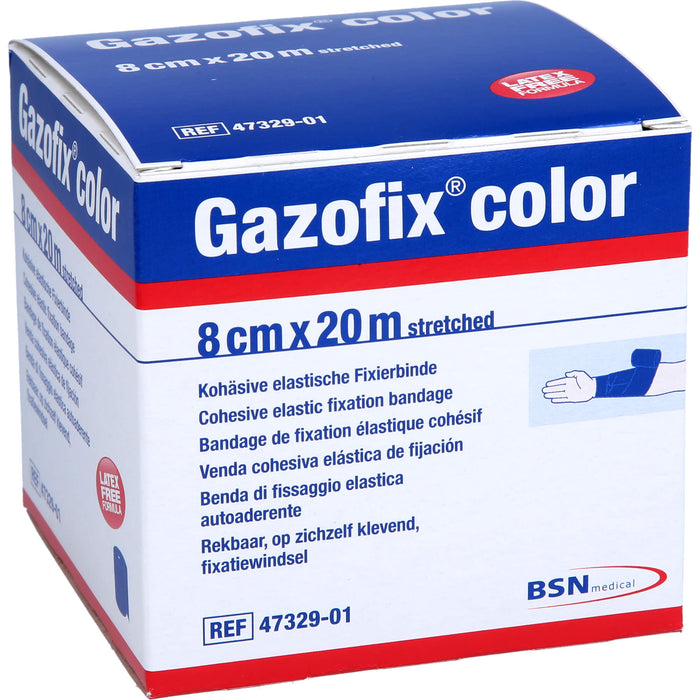 Gazofix color kohäsive Fixierbinde blau 20m x 8cm, 1 St BIN