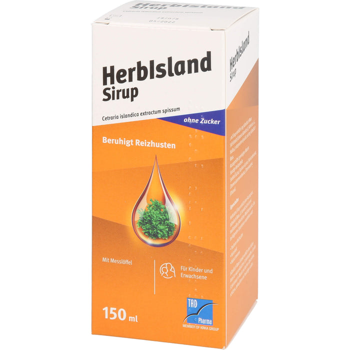 HerbIsland Sirup ohne Zucker beruhigt Reizhusten für Kinder und Erwachsene, 150 ml Lösung