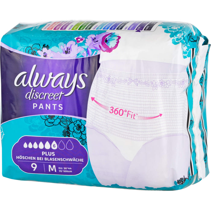 always Discreet Inkontinenzhöschen Pants Plus M bei Blasenschwäche, 9 St. Packung