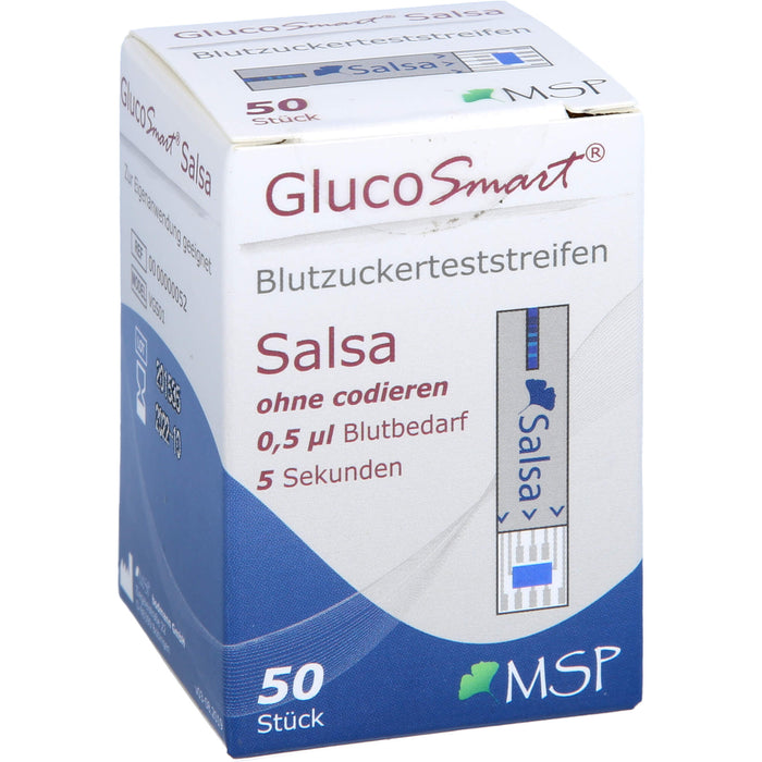 GlucoSmart Salsa Blutzuckerteststreifen Dose, 50 St. Teststreifen