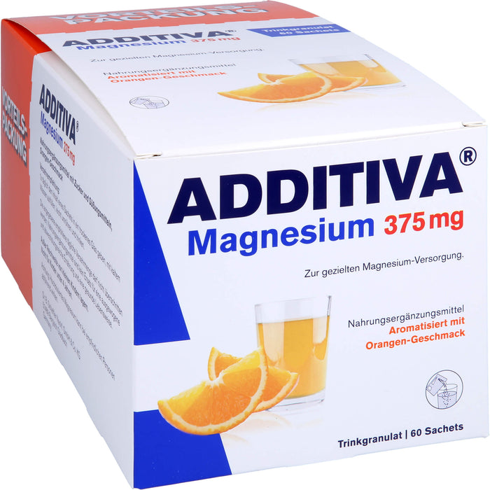 ADDITIVA Magnesium 375 mg Trinkgranulat Orangen-Geschmack, 60 St. Pulver