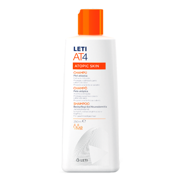 LETI AT4 Shampoo - Extramildes Shampoo bei trockener oder zu Neurodermitis neigender Kopfhaut, 250 ml Shampoo