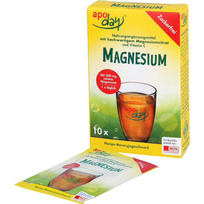Apoday Magnesium Mango-Maracuja zuckerfrei Pulver, 10X4.5 g PUL