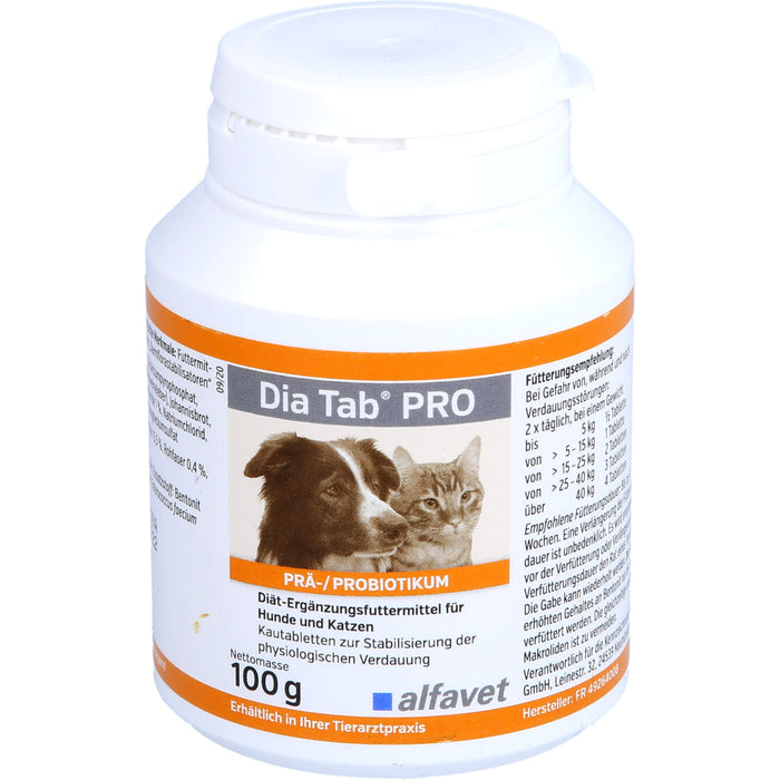Dia Tab Pro Kautabletten für Hunde und Katzen, 100 g Tabletten