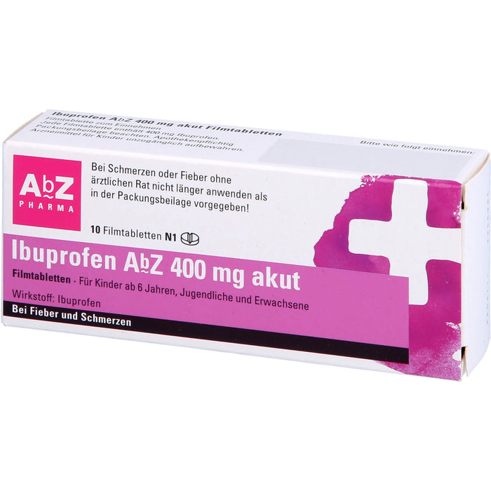 Ibuprofen AbZ 400 mg akut Filmtabletten, 10 St. Tabletten
