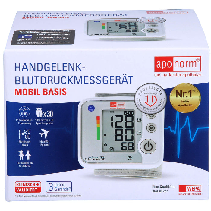Aponorm Blutdruck Messgerät Mobil Basis Handgelenk, 1 St