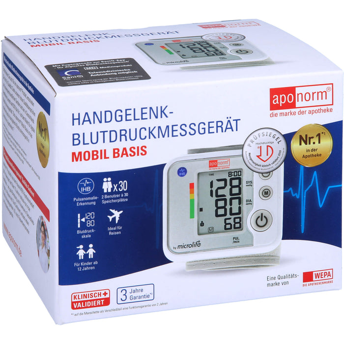 Aponorm Blutdruck Messgerät Mobil Basis Handgelenk, 1 St