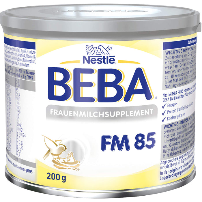 Nestlé BEBA Frauenmilchsupplement FM 85 von Geburt an Säuglingsnahrung, 200 g Pulver